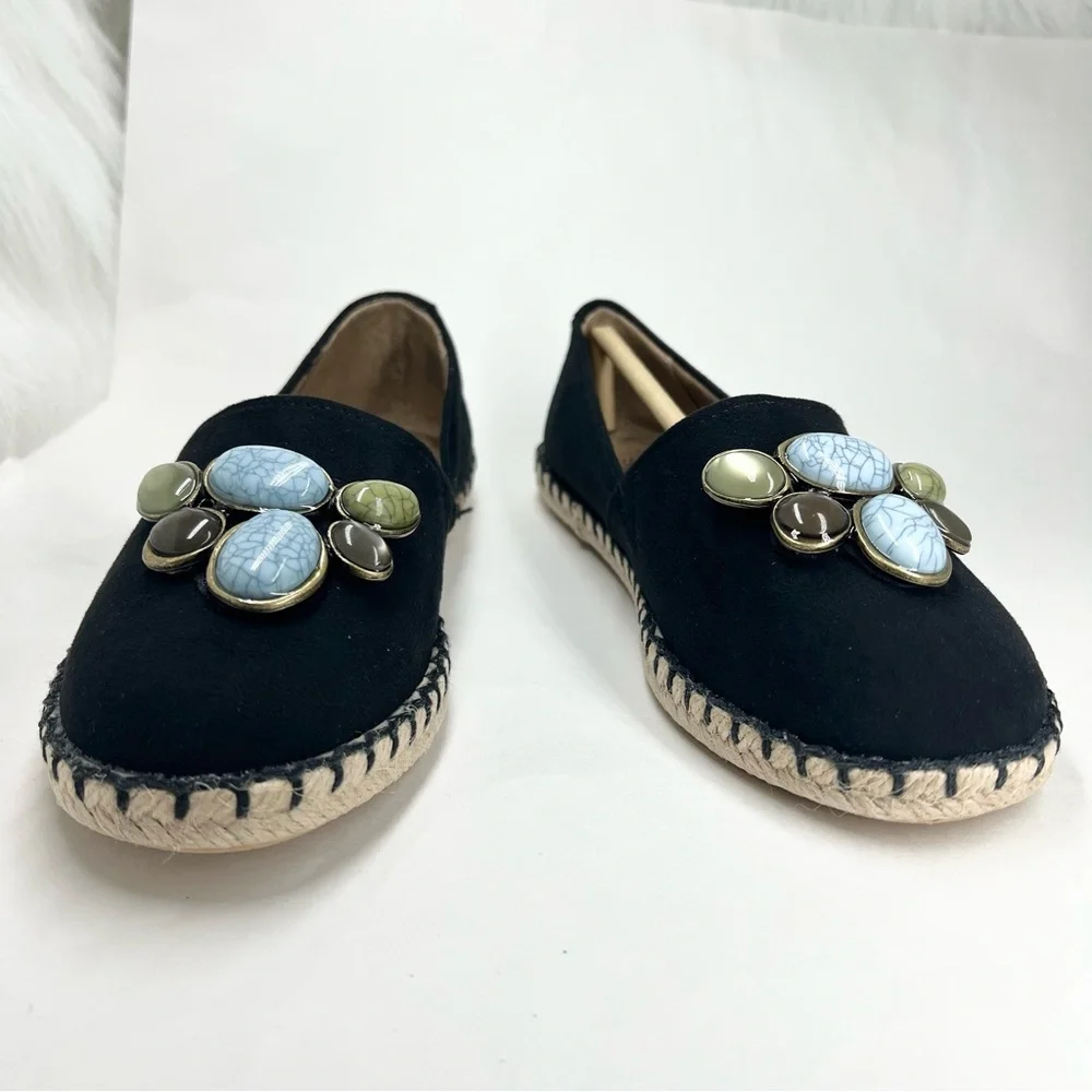 Style Co Women's Reevee Stitched-Trim Espadrille Flats Black 5M